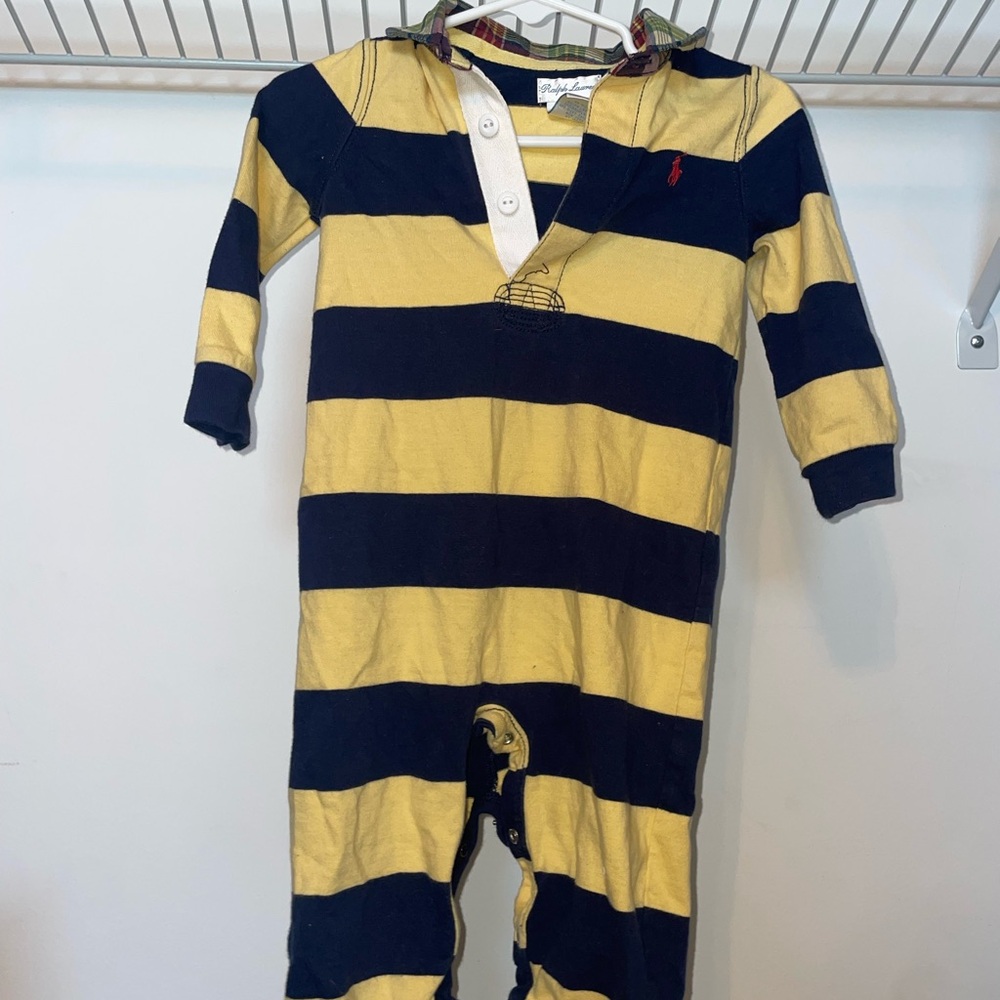 Ralph Lauren Yellow and Black Striped Bodysuit